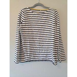 Boden Striped Gold Polka Dot Long Sleeve Top Preppy Nautical Chic US 12